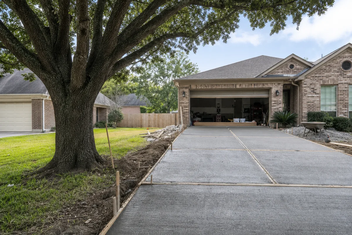 Tree Roots Near a Concrete Driveway at an Atascocita, Texas home