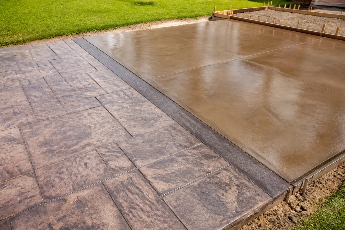Stamped Concrete vs. Stained Concrete at an Atascocita, Texas home