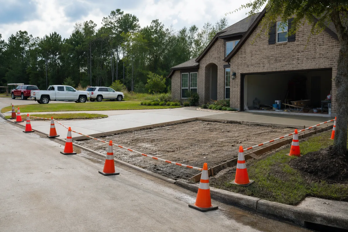 Planning Driveway Access During Concrete Work at an Atascocita, Texas home