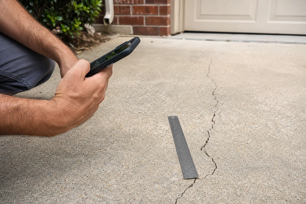 How to Document Changes in a Concrete Crack at an Atascocita, Texas home